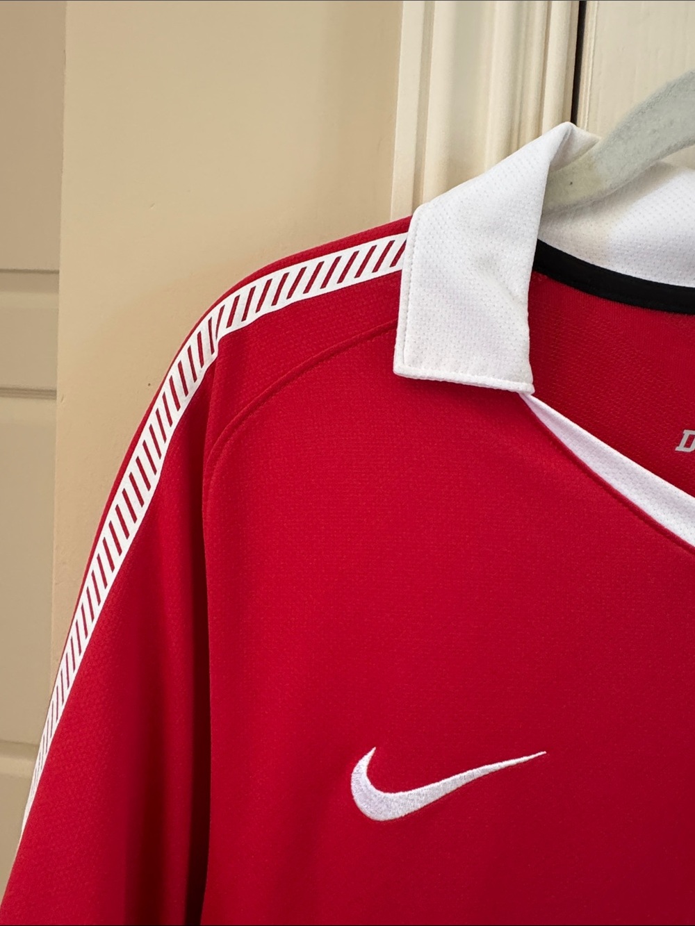 Nike Red and White Soccer Jersey with AON Sponsor - Picture 5 of 9